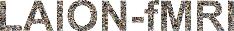 LAION-fMRI wordmark assembled from natural image thumbnails